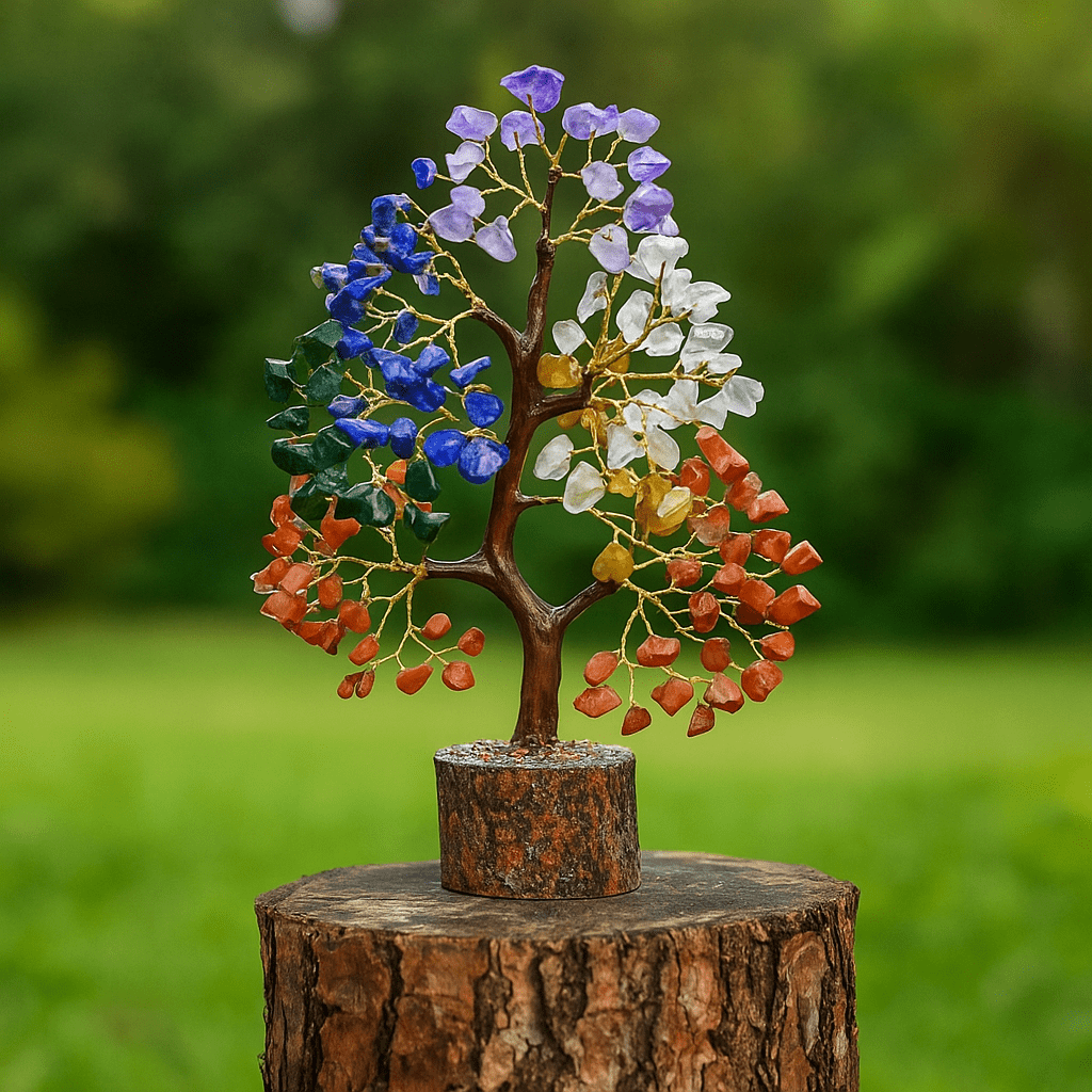 7-Chakra Healing Crystal Tree with 300 Gemstones for Energy Balance, Healing, Decor - crystal gemstone tree for feng shui - alternate view - Aroma Paradise