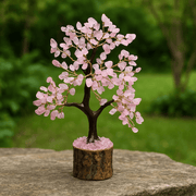 Rose Quartz Healing Crystal Tree with 300 Gemstones for Love, Healing, Abundance - crystal gemstone tree for feng shui - alternate view - Aroma Paradise
