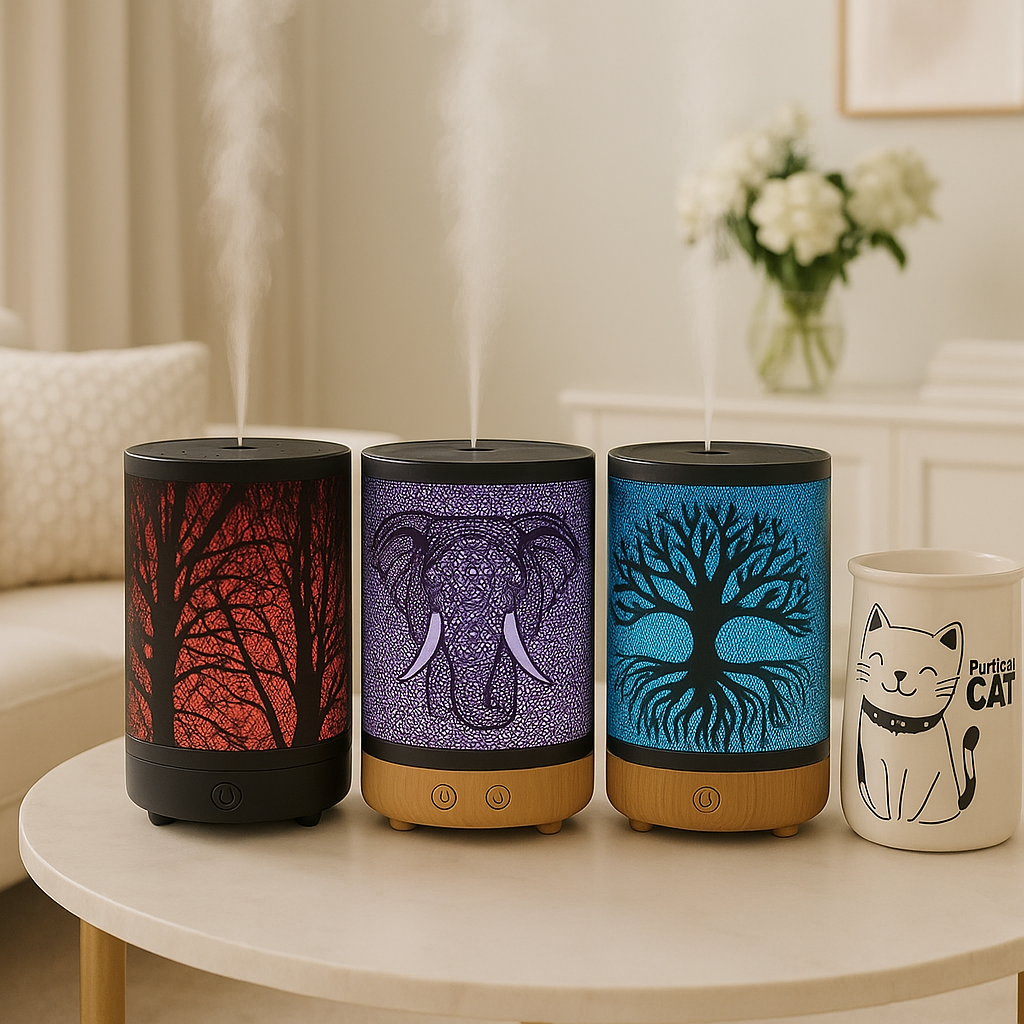 Metal Diffuser Trio Gift Pack – Tree of Life, Elephant & Forest Design Diffusers - Aroma Paradise