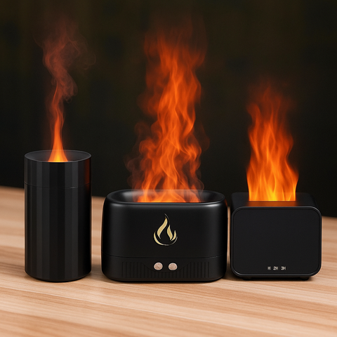 Black Warm Flame Diffuser Trio Gift Pack – Warm Flame, Cup & Mini Diffusers - Aroma Paradise