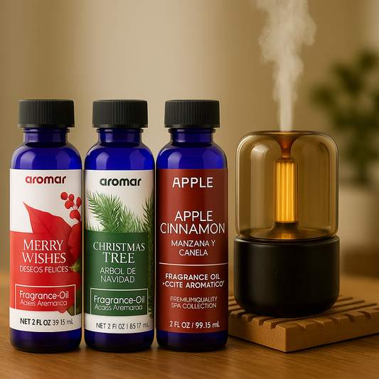 Candlelight Diffuser Gift Pack – With Apple Cinnamon, Christmas Tree & Merry Wishes Oils
