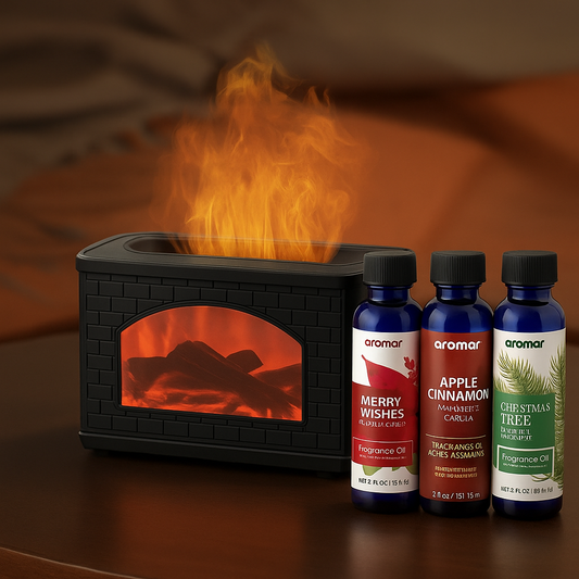 Fire Place Diffuser Gift Pack – With Apple Cinnamon, Christmas Tree & Merry Wishes Oils