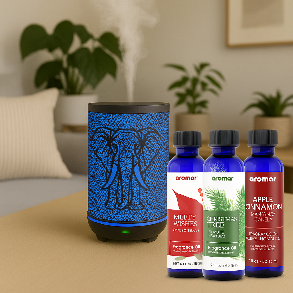 Elephant 350ml Diffuser Gift Pack – With Apple Cinnamon, Christmas Tree & Merry Wishes Oils