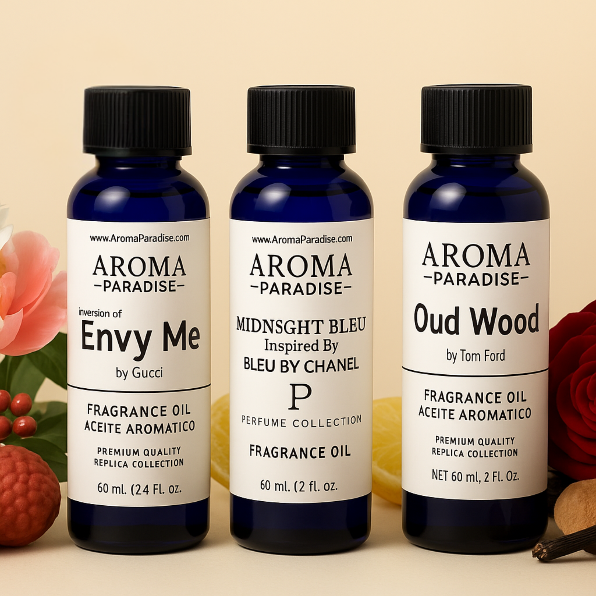 Perfume Fragrance Oils 3-Pack #2 – Envy Me, Bleu de Chanel & Oud Wood Inspired