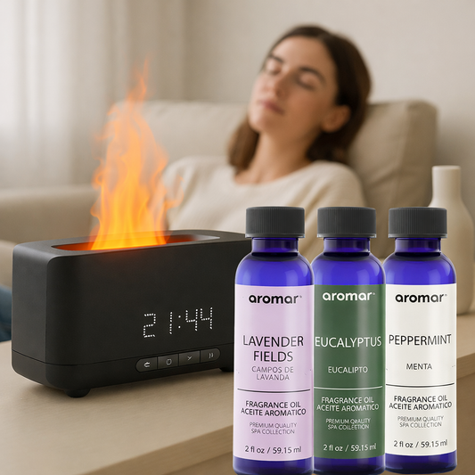 5-in-1 Speaker Flame Diffuser Gift Pack – With Lavender, Eucalyptus And Peppermint Oils