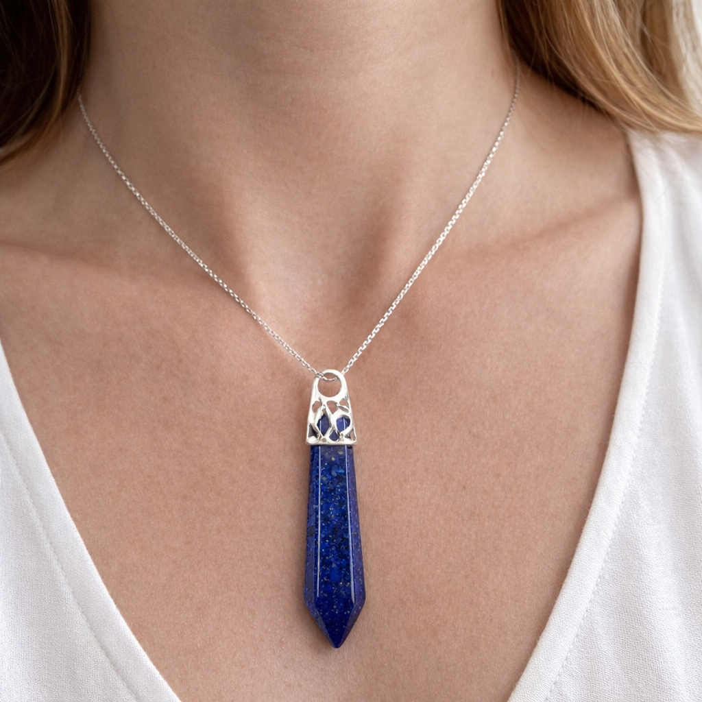 Silver Top Crystal Pendant – Natural Stone Point Jewelry crystal pendant necklace - image 6 - Aroma Paradise