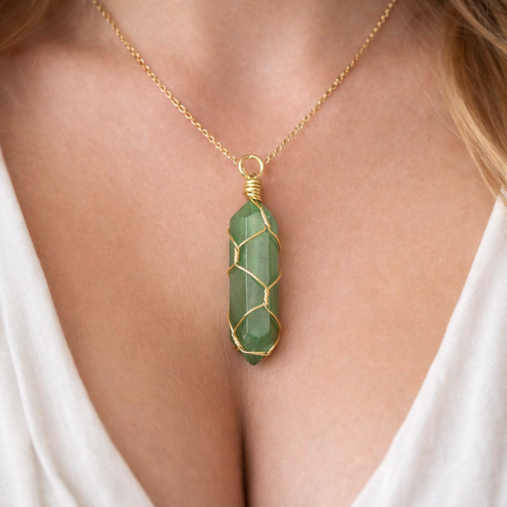 Hexagon Crystal Net Pendant – Natural Stone Point Jewelry - natural stone point necklace - image 6 - Aroma Paradise