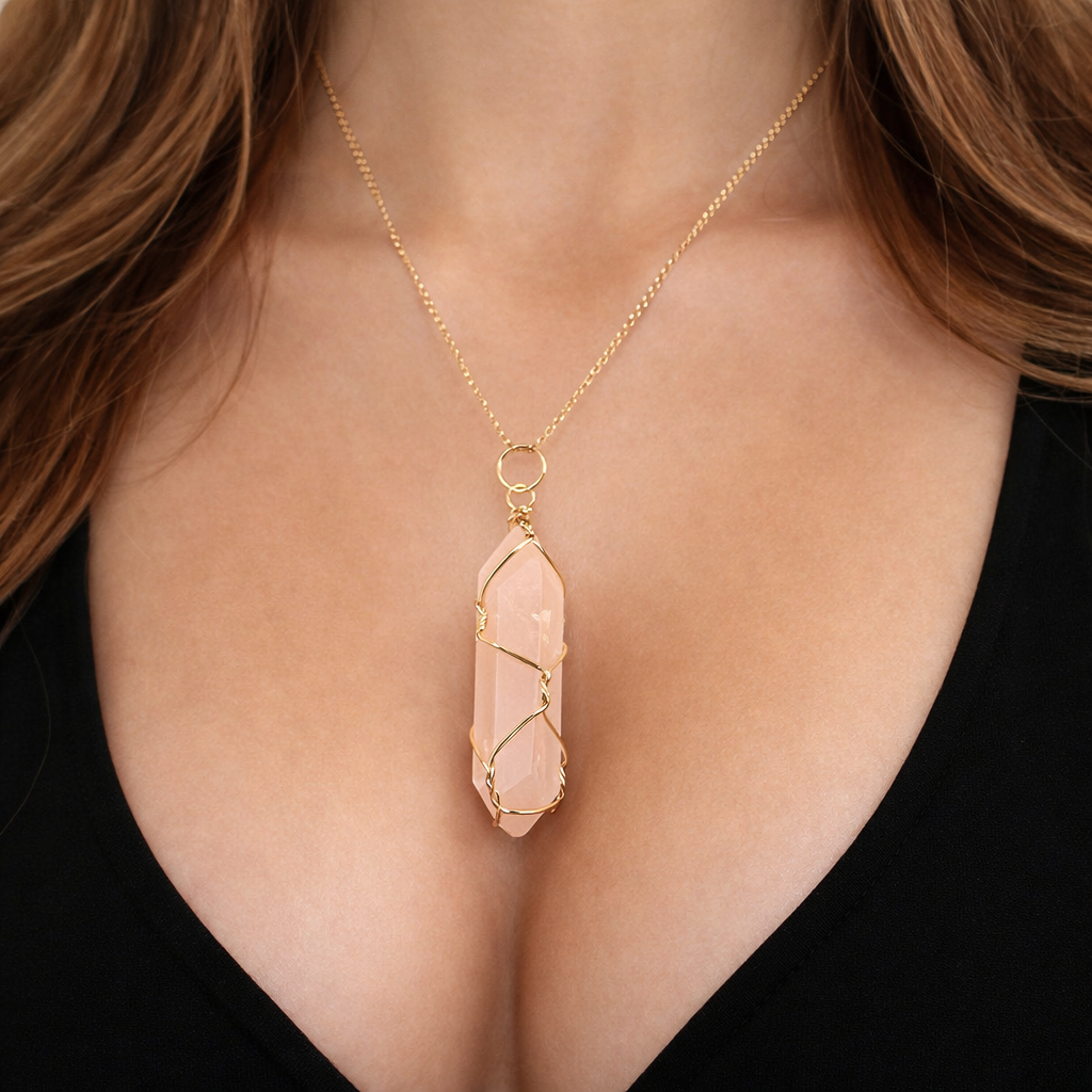 Hexagon Crystal Net Pendant – Natural Stone Point Jewelry - natural stone point necklace - image 10 - Aroma Paradise