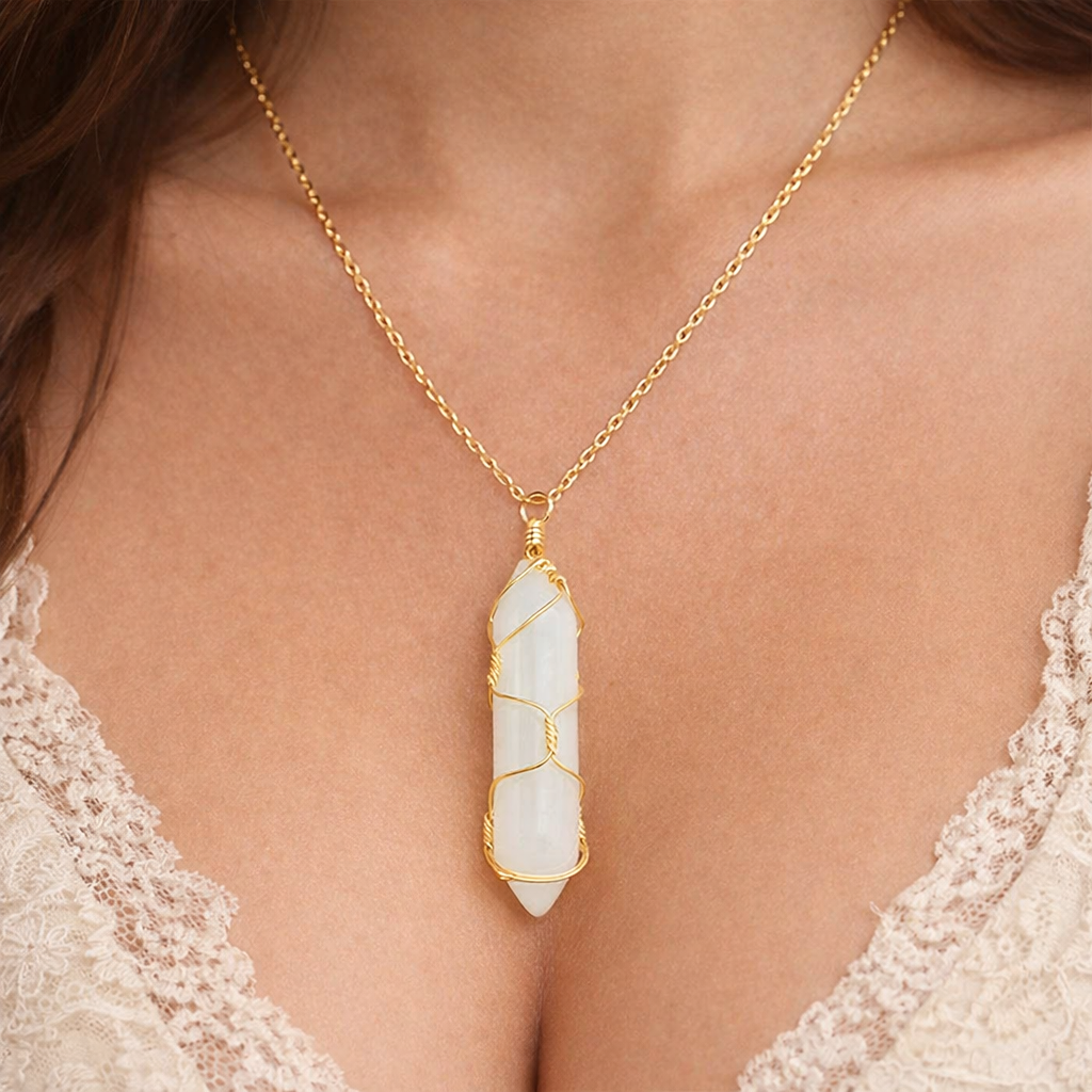 Hexagon Crystal Net Pendant – Natural Stone Point Jewelry - natural stone point necklace - image 12 - Aroma Paradise