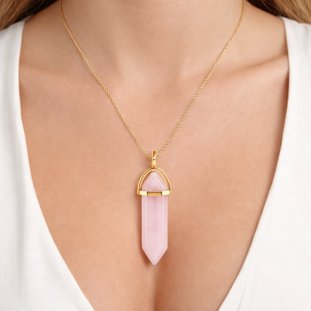 Hexagon Crystal Pendant – Natural Stone Point Jewelry - natural stone point necklace - image 6 - Aroma Paradise