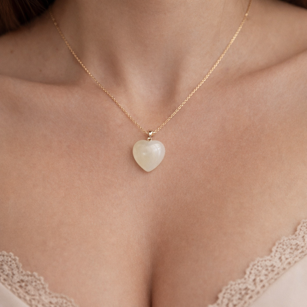 Heart Crystal Pendant – Natural Healing Energy Jewelry - detail view - Aroma Paradise