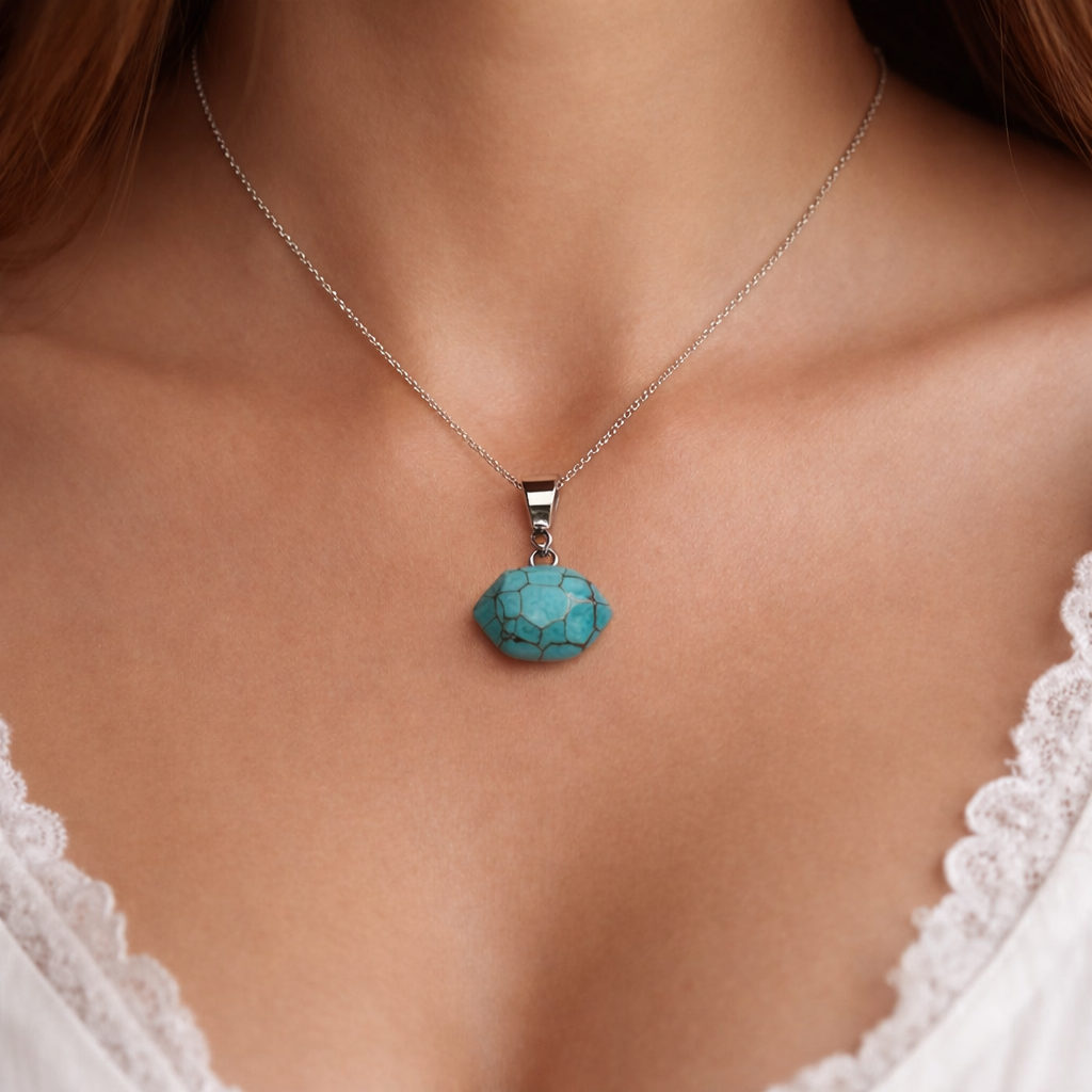 Octagon Crystal Pendant | Natural Crystal Jewelry crystal pendant necklace - detail view - Aroma Paradise