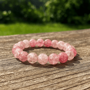 Rose Quartz Crystal Bracelet - 10 mm - crystal lava stone bracelet - Aroma Paradise