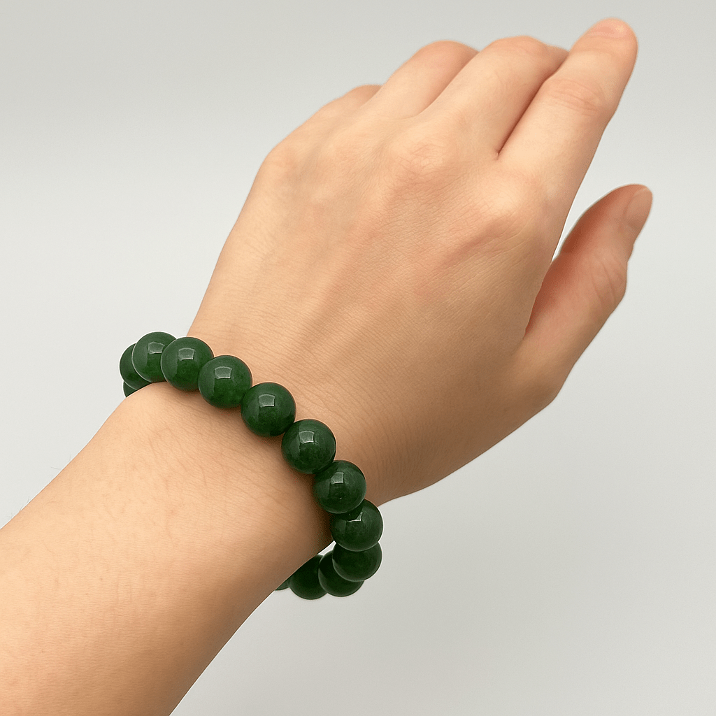 Green Aventurine Bracelet - 10 mm - crystal lava stone bracelet - alternate view - Aroma Paradise