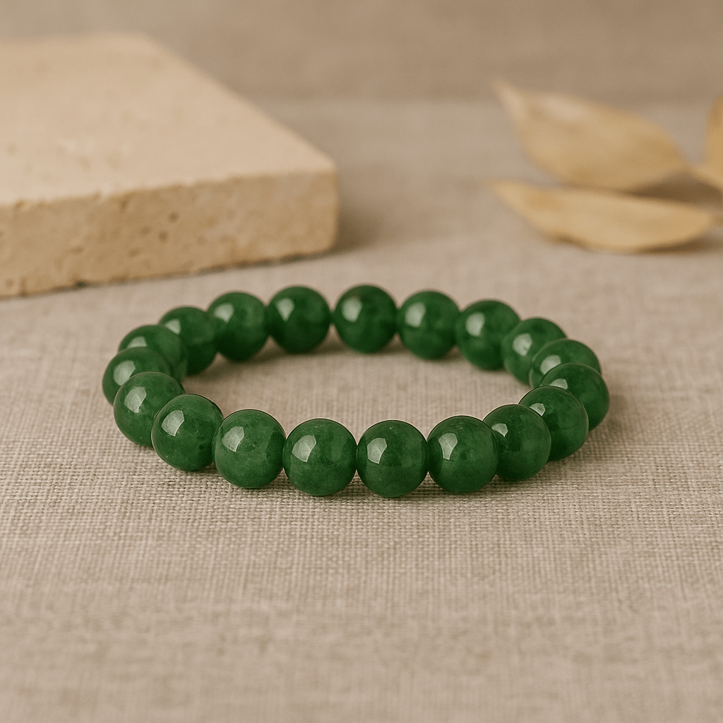 Green Aventurine Bracelet - 10 mm - crystal lava stone bracelet - Aroma Paradise