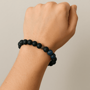 Lapis Lazuli Bracelet With Lava - crystal lava stone bracelet - alternate view - Aroma Paradise