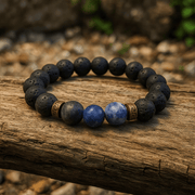 Lapis Lazuli Bracelet With Lava - crystal lava stone bracelet - Aroma Paradise
