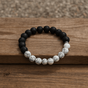 Howlite Bracelet With Lava - crystal lava stone bracelet - Aroma Paradise