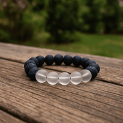 Clear Quartz Bracelet With Lava - crystal lava stone bracelet - Aroma Paradise