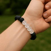 Clear Quartz Bracelet With Lava - crystal lava stone bracelet - alternate view - Aroma Paradise