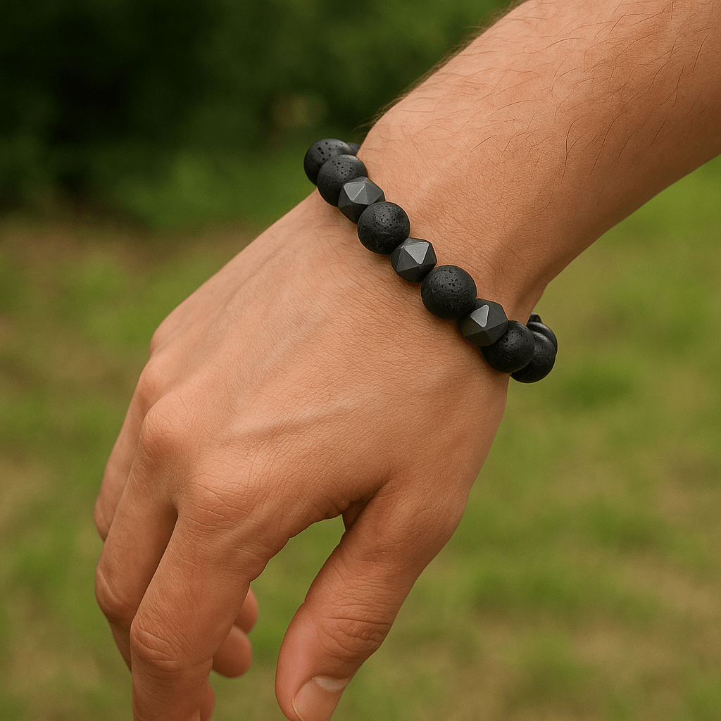 Bracelet with Lava Stone Beads & Natural Gemstone – 10mm - crystal lava stone bracelet - image 8 - Aroma Paradise