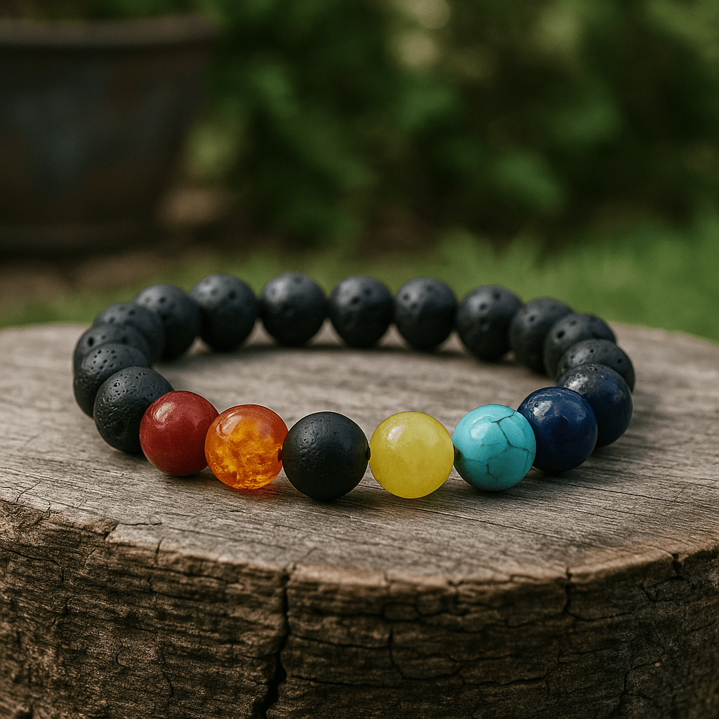 Bracelet with Lava Stone Beads & Natural Gemstone – 10mm - crystal lava stone bracelet - image 13 - Aroma Paradise