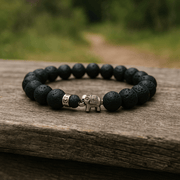 Elephant Bracelet With Lava Stone - 10mm - crystal lava stone bracelet - Aroma Paradise