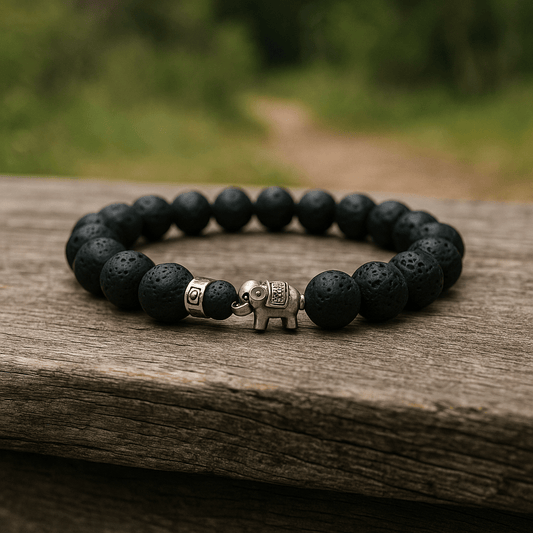 Elephant Bracelet With Lava Stone - 10mm