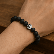 Yin Ying Bracelet With Lava - 10mm - crystal lava stone bracelet - alternate view - Aroma Paradise