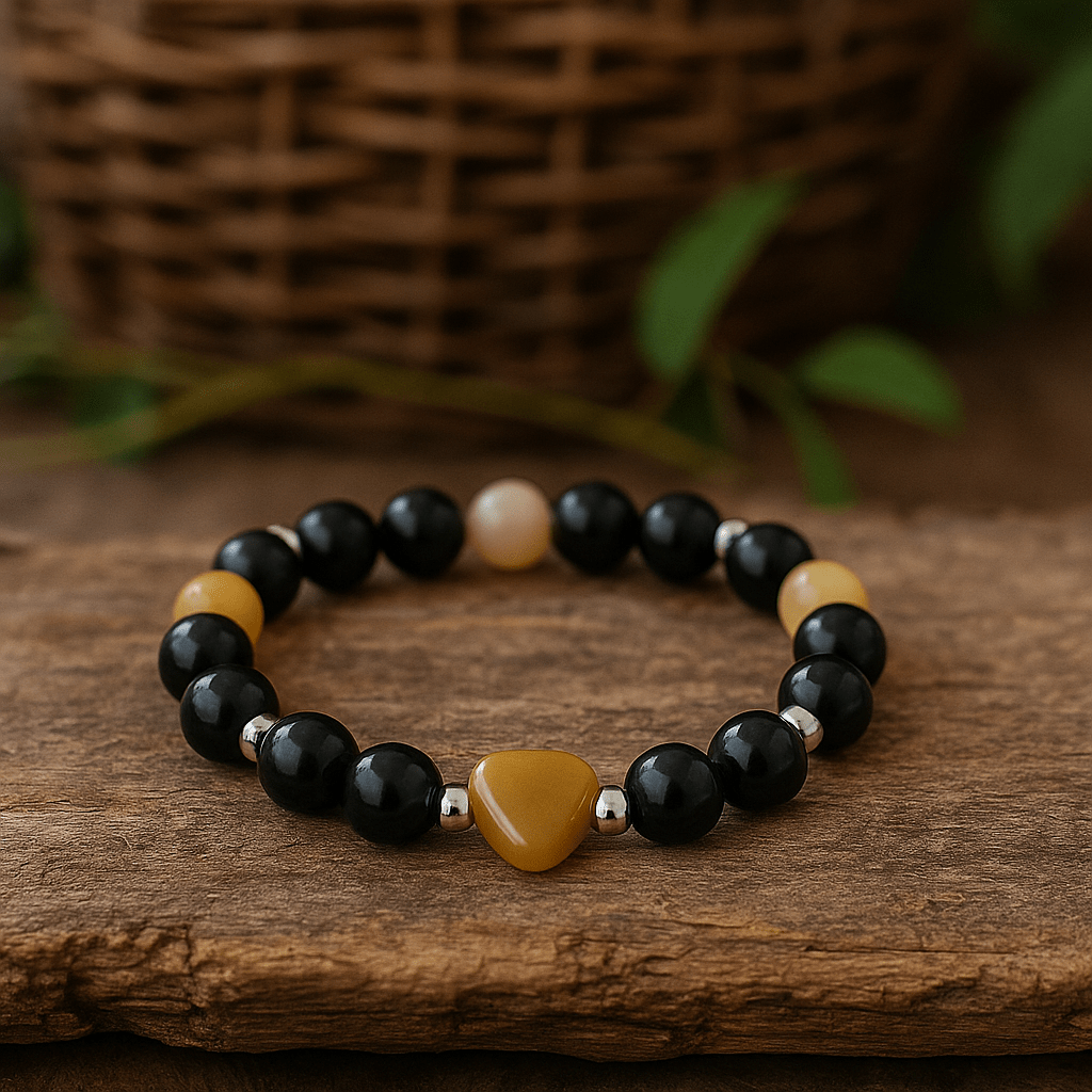 Crystal Heart Bracelet with Gemstone – Rose Quartz, Agate, Opal, Obsidian, Tiger’s Eye, Citrine, Lapis Lazuli, Aventurine - 8mm - crystal lava stone bracelet - image 11 - Aroma Paradise