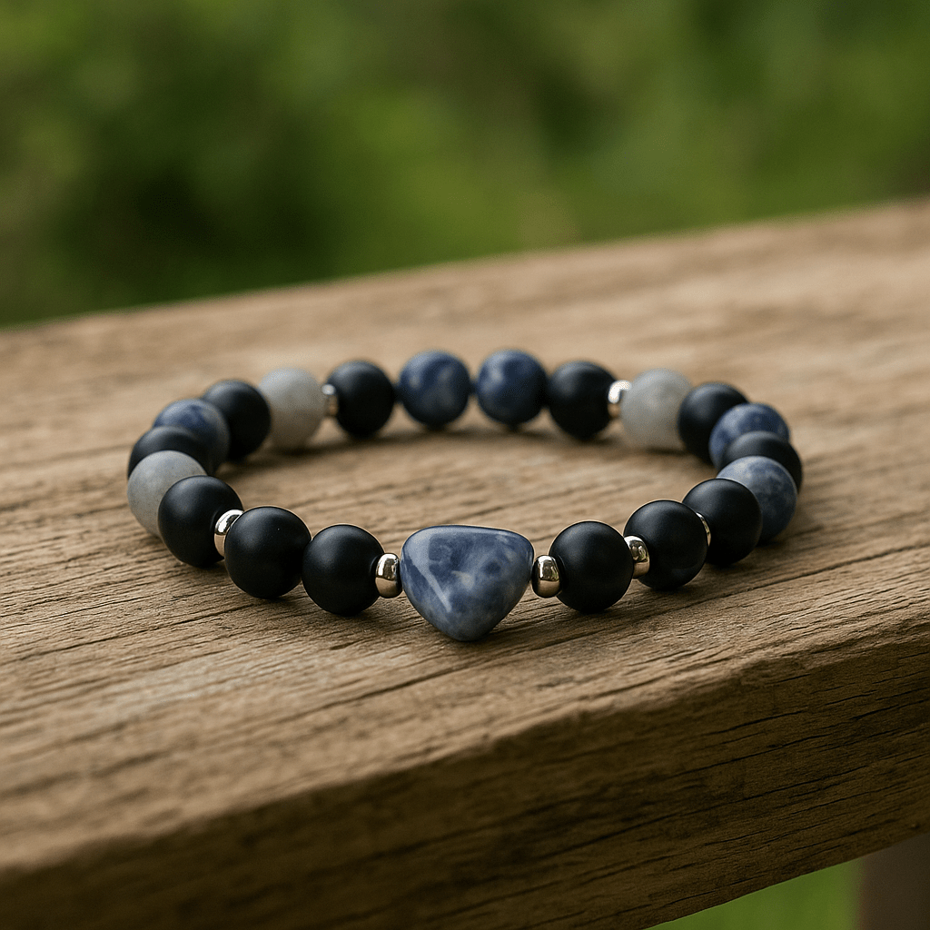 Lapis Lazuli Crystal Heart Bracelet - 8mm - crystal lava stone bracelet - Aroma Paradise