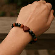Red Agate Crystal Heart Bracelet - 8mm - crystal lava stone bracelet - alternate view - Aroma Paradise
