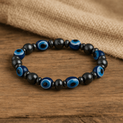 Magnetic Evil Eye Bracelet - 8mm - crystal lava stone bracelet - Aroma Paradise