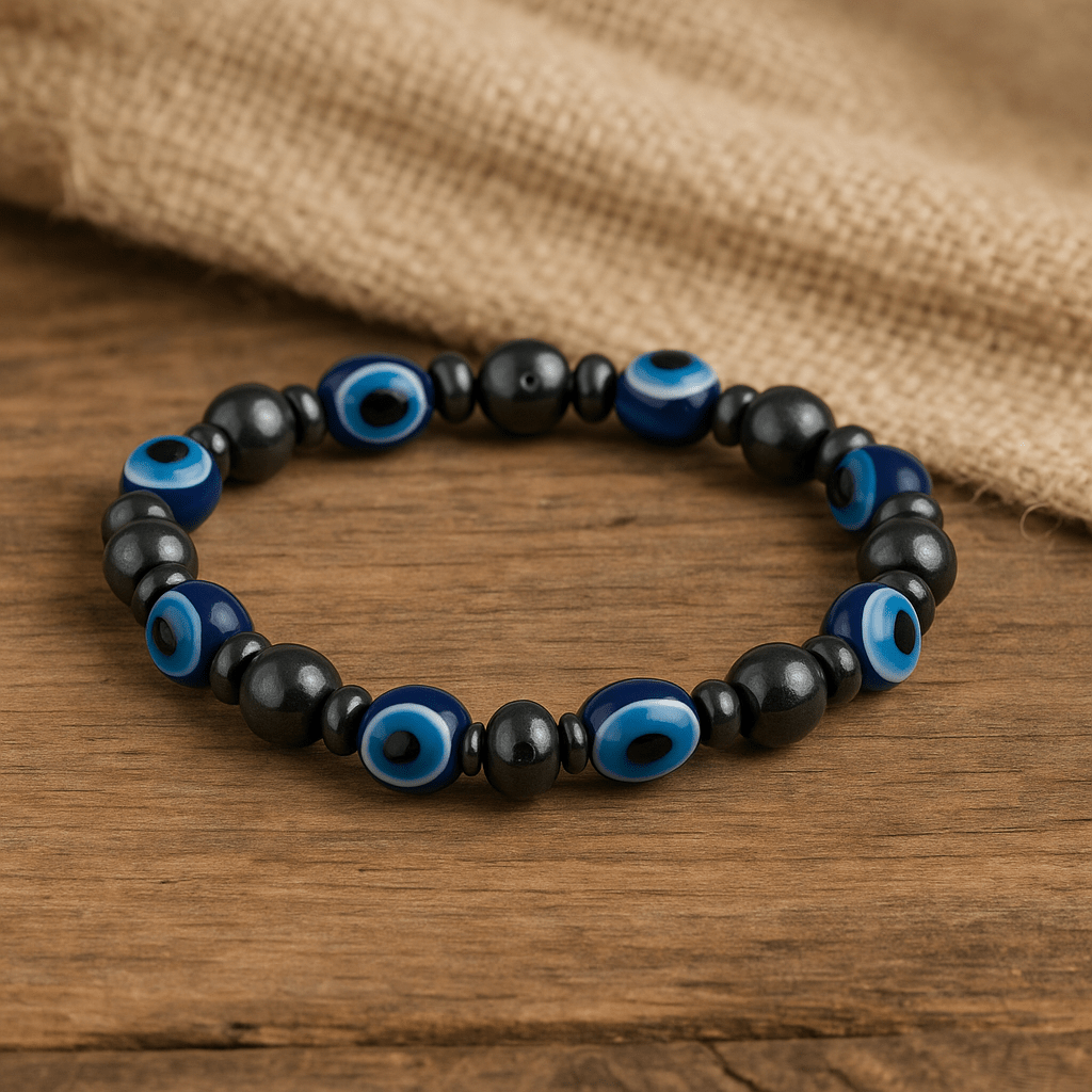 Magnetic Evil Eye Bracelet - 8mm - crystal lava stone bracelet - Aroma Paradise
