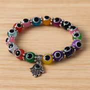 Evil Eye Bracelet - Beaded Design with Charms - 8mm - crystal lava stone bracelet - image 9 - Aroma Paradise