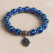 Evil Eye Bracelet - Beaded Design with Charms - 8mm - crystal lava stone bracelet - image 7 - Aroma Paradise