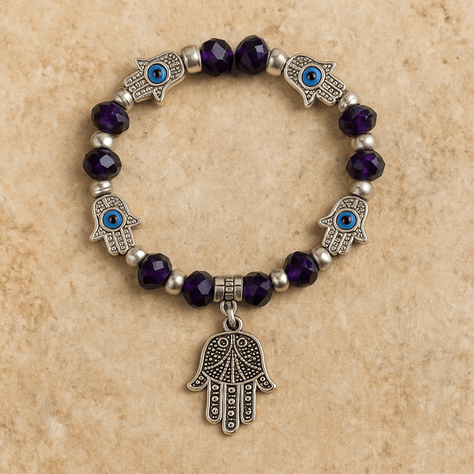 Evil Eye Bracelet - 8mm (Purple)