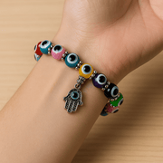 Evil Eye Bracelet - Beaded Design with Charms - 8mm - crystal lava stone bracelet - image 10 - Aroma Paradise