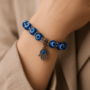 Evil Eye Bracelet - Beaded Design with Charms - 8mm - crystal lava stone bracelet - image 8 - Aroma Paradise