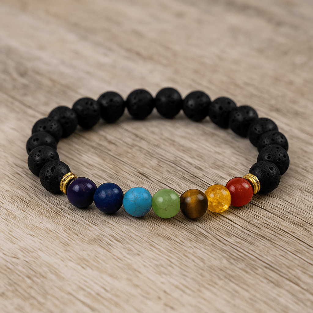 7-Chakra crystal lava stone aromatherapy bracelet - image 7 - Aroma Paradise