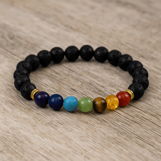 7-Chakra Lava Stone Bracelet - 8mm
