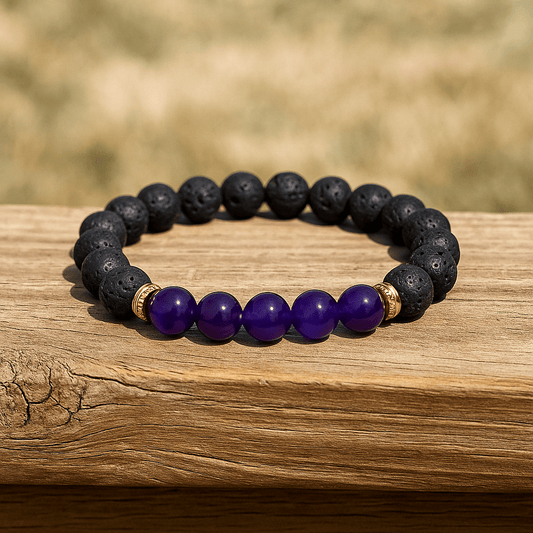 Amethyst Lava Stone Bracelet - 8mm