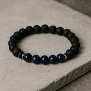 7-Chakra crystal lava stone aromatherapy bracelet - detail view - Aroma Paradise
