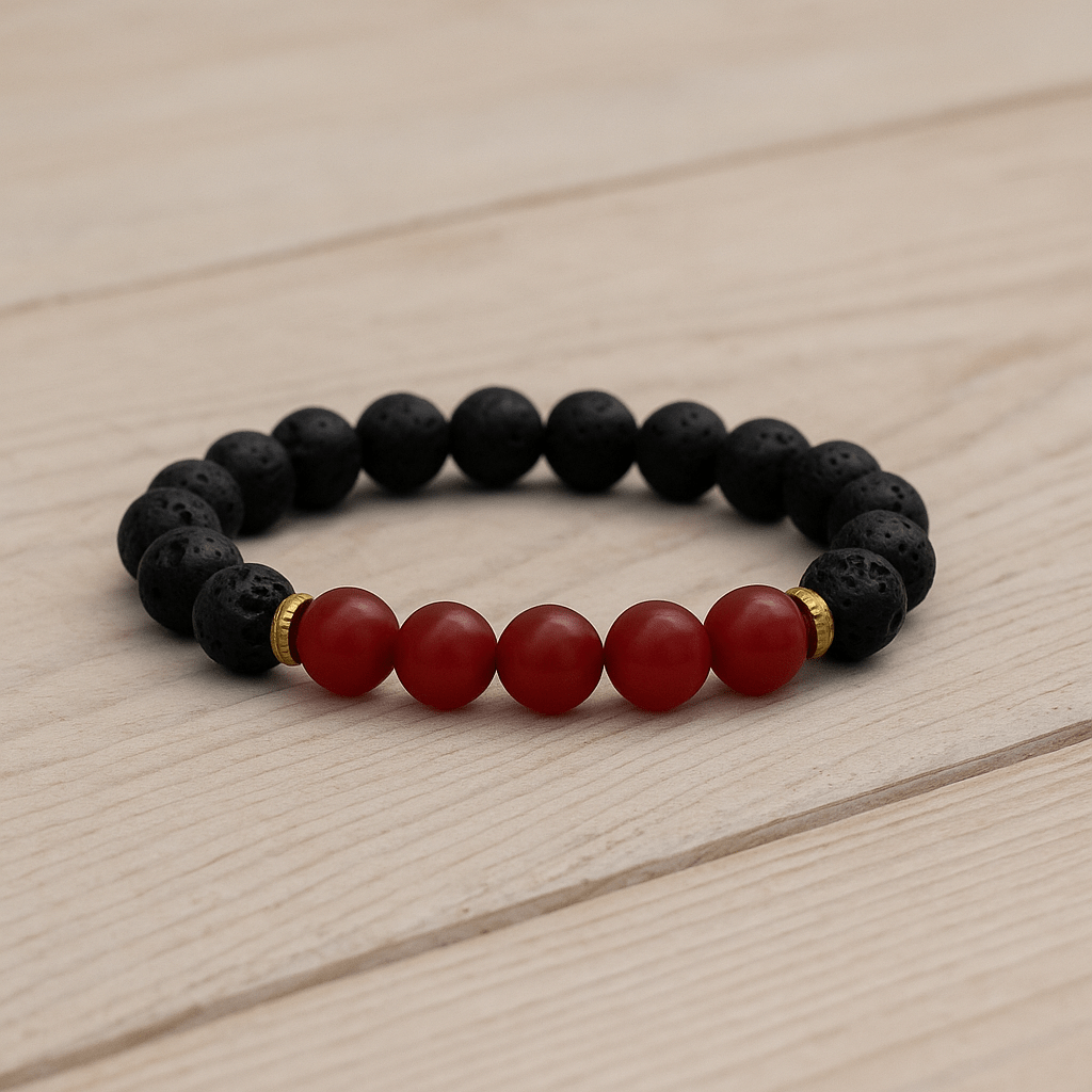 Red Agate Lava Stone Bracelet - crystal lava stone bracelet - Aroma Paradise