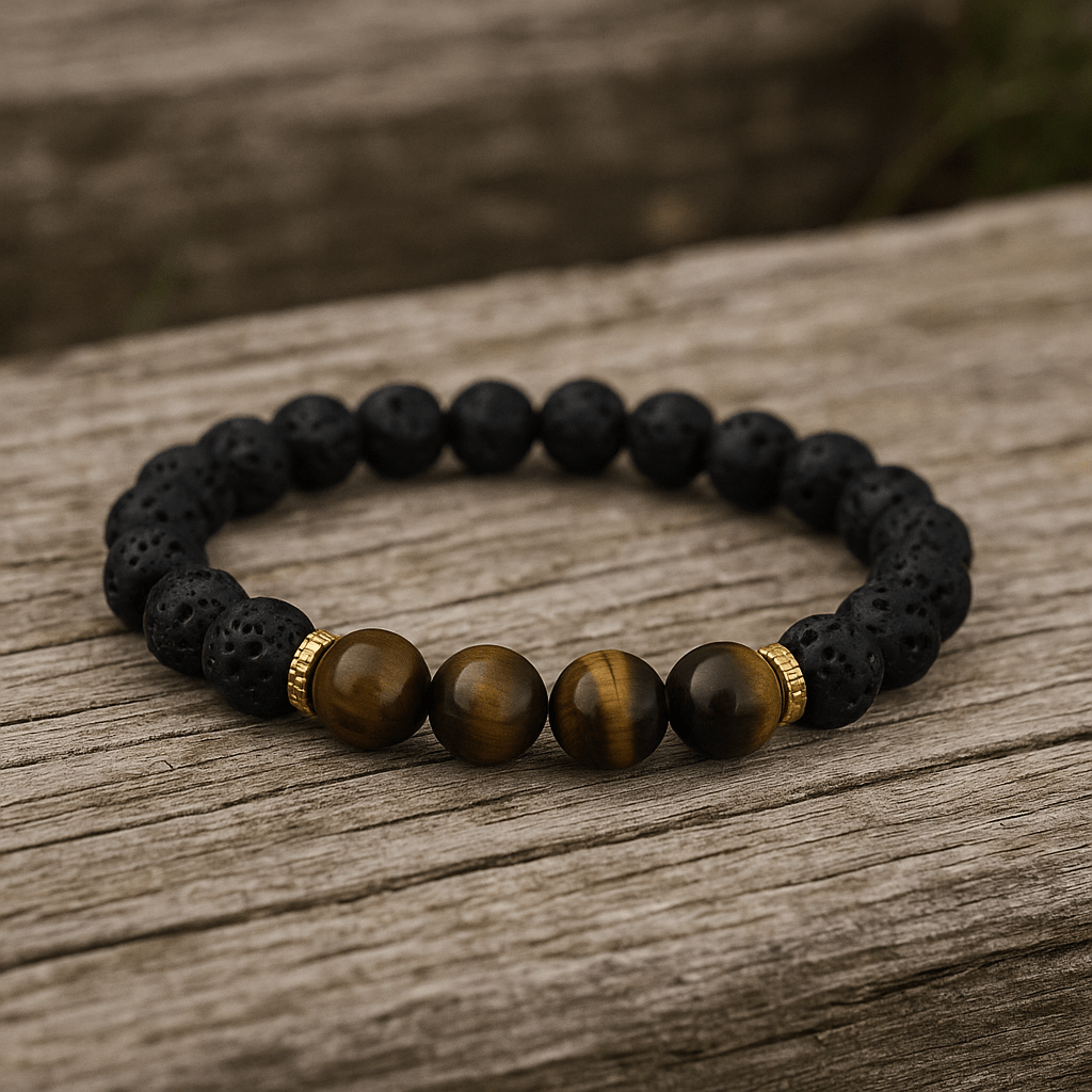 Tiger’s Eye Lava Stone Bracelet - 8mm - crystal lava stone bracelet - Aroma Paradise