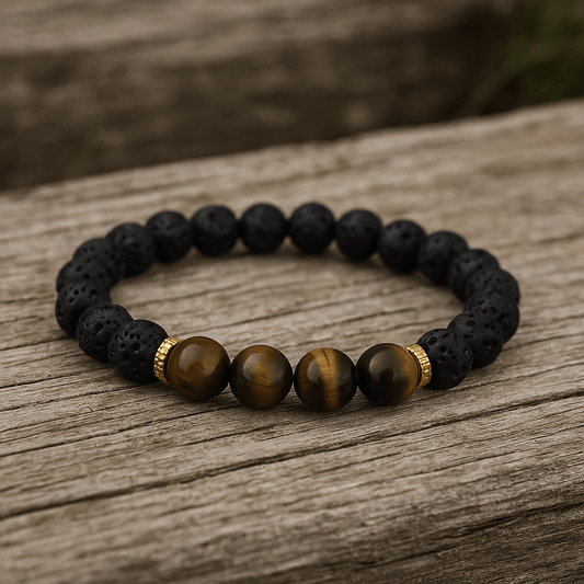Lava Stone Bracelet with Gemstones and Chakra Healing Beads - 8mm