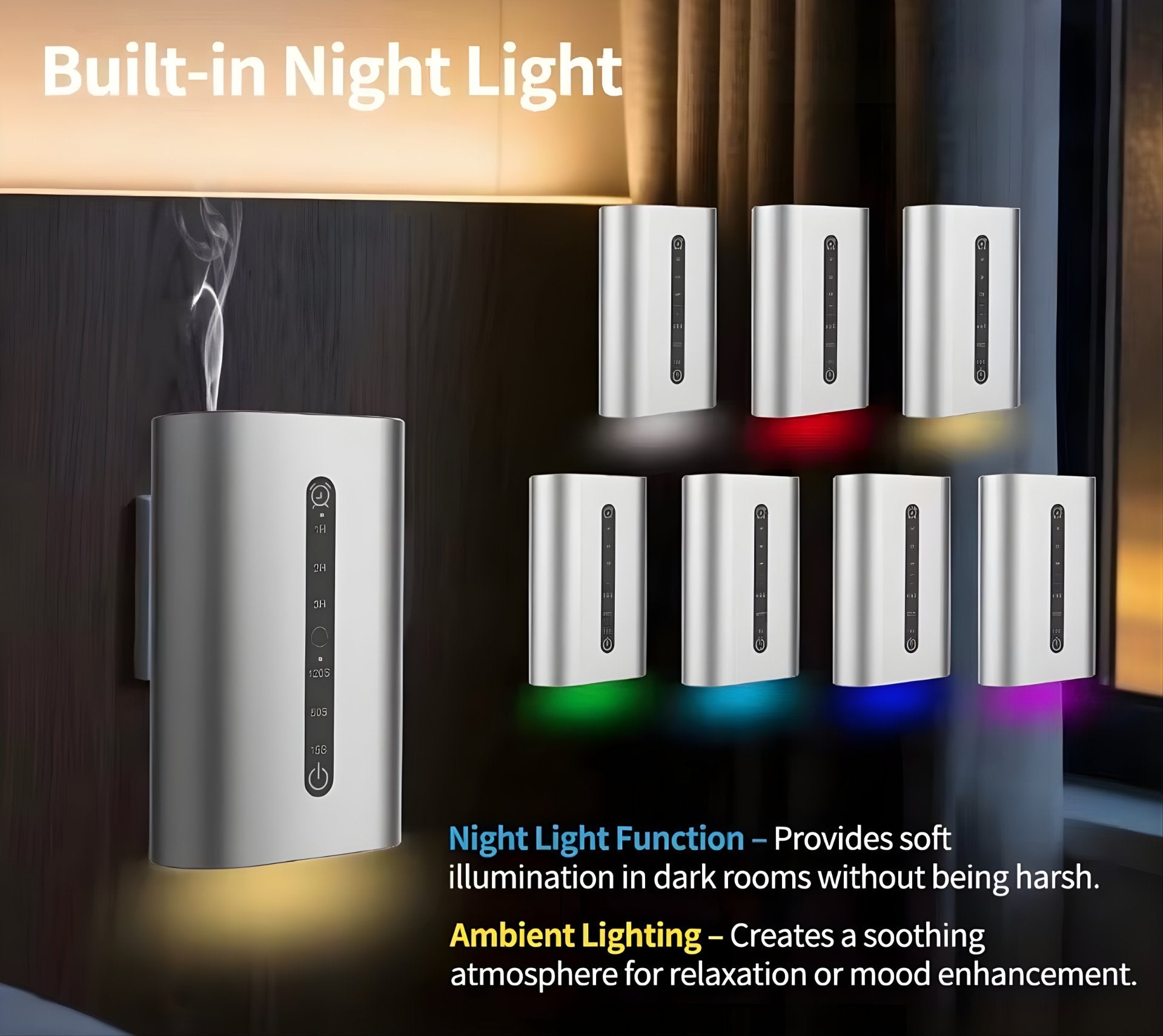 Luxury Aluminum Waterless Cold Air Plug-In Wall Scent Diffuser | Coverage up-to 1000 Sq Ft | Night Light, Auto Shutoff, Daylight Sensor, 3 Intensity Levels