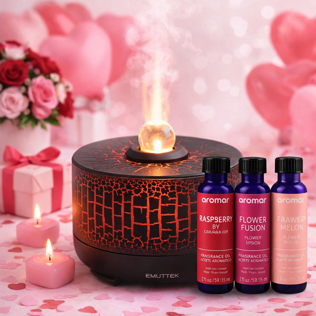 The Crystal Romance Bundle - Raspberry + Flower Fusion + Strawberry Melon Fragrance Oil aroma diffuser - Aroma Paradise