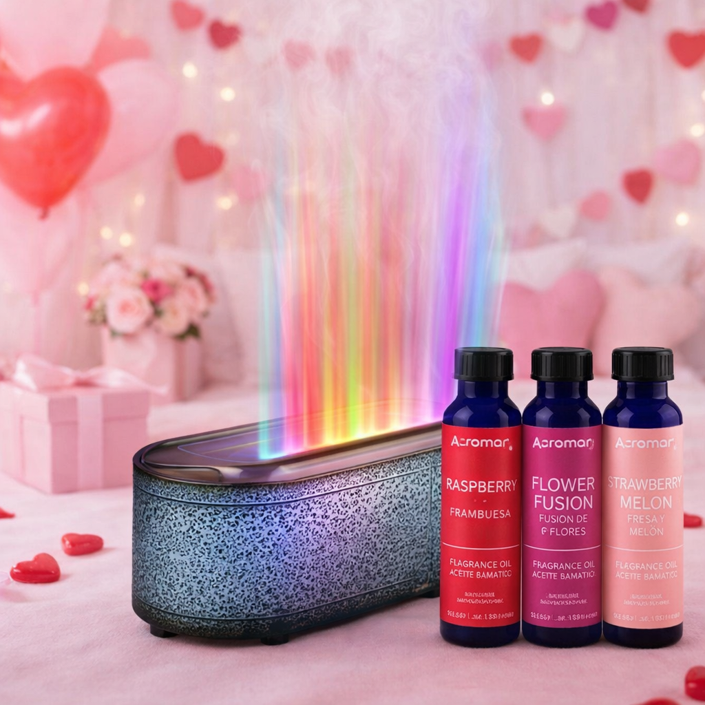 The Fireside Romance Bundle - Raspberry + Flower Fusion + Strawberry Melon Fragrance Oil aroma diffuser - Aroma Paradise