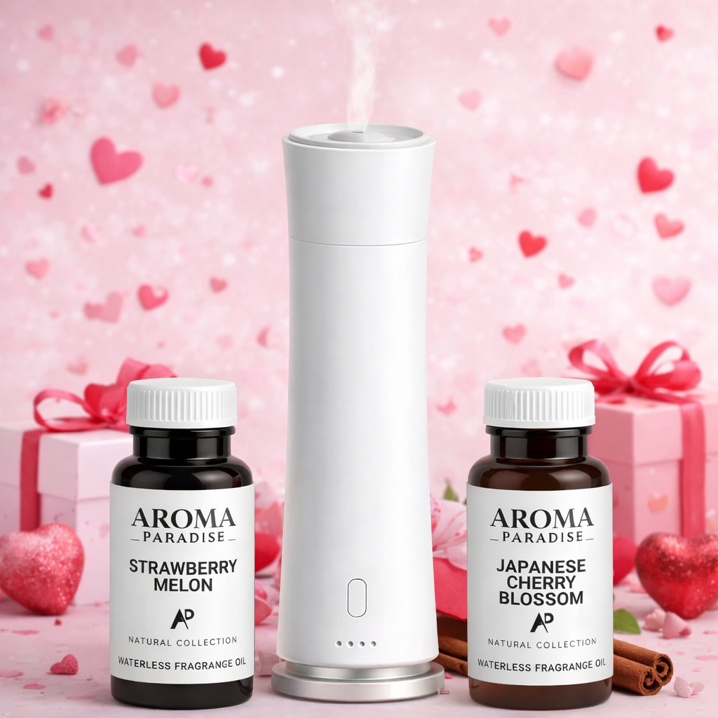 The Grand Gesture Bundle - Japanese Cherry Blossom + Strawberry Melon Waterless Fragrance Oil waterless cold-air scent diffuser - Aroma Paradise